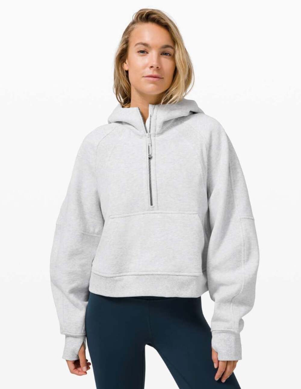 Lululemon Scuba Oversized 1/2 Zip Hoodie Heathered Core Ultra Light Grey M/L
